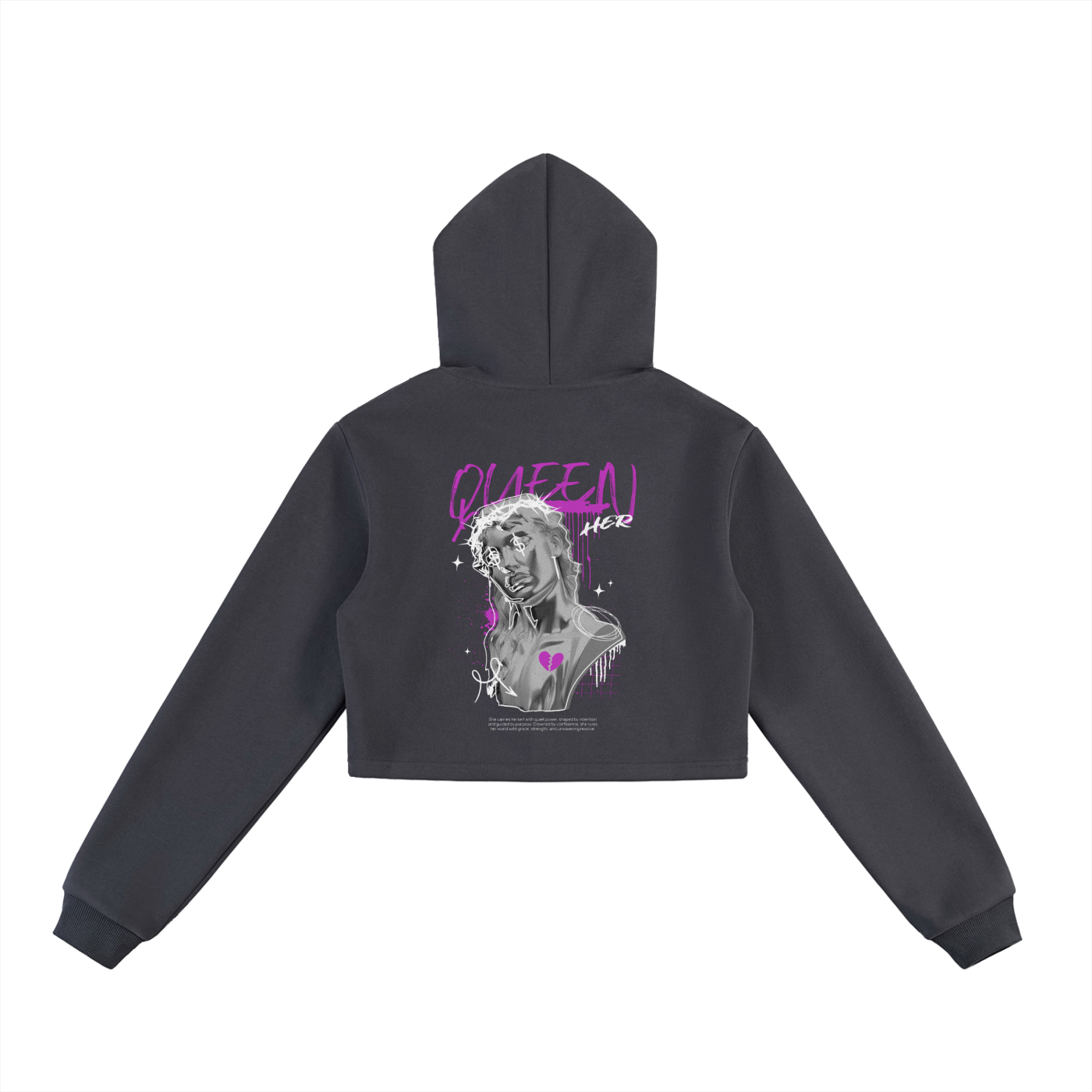 Queen Cropped Zip-Up Hoodie