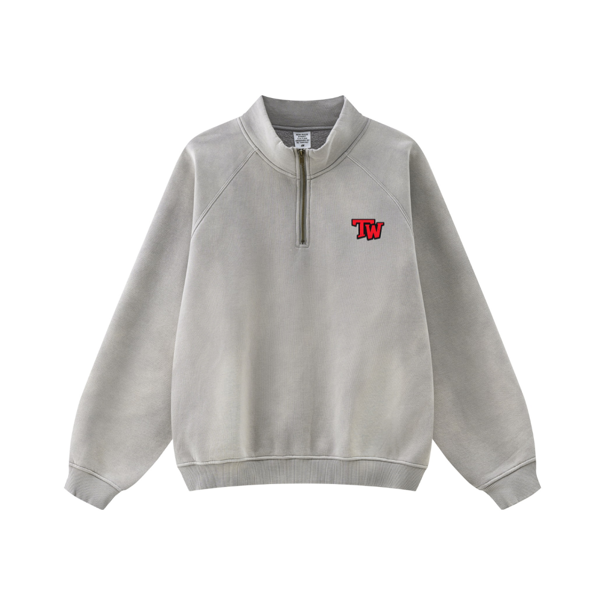 360GSM Unisex Fall/Winter New PP-Sprayed (Monkey Wash) Half-Zip Stand Collar Hoodie Light Grey