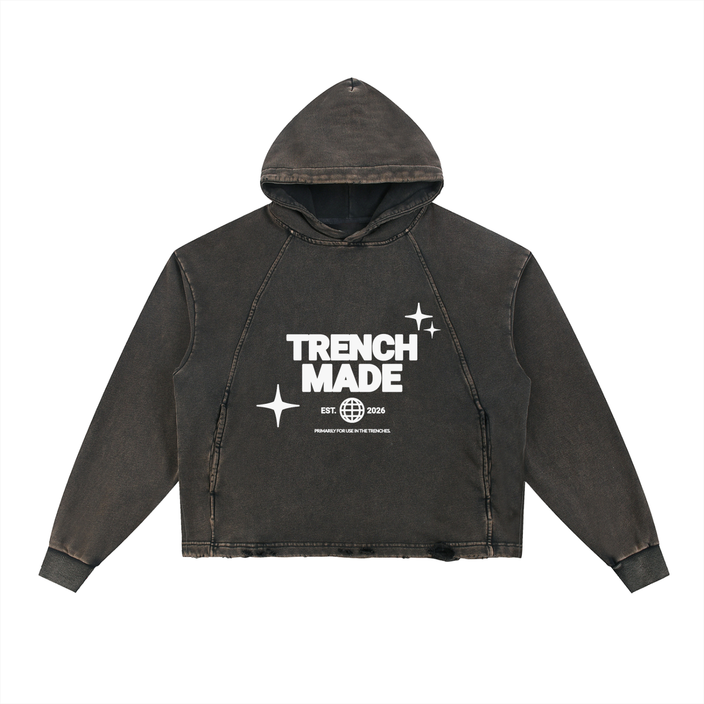 Frayed-Hem Trench Made Hoodie
