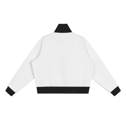 Stripe Fleece Cropped Track Jacket
