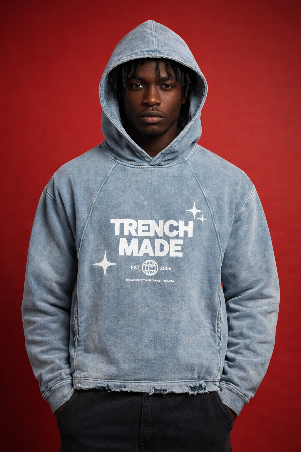 Frayed-Hem Trench Made Hoodie