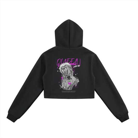 Queen Cropped Zip-Up Hoodie