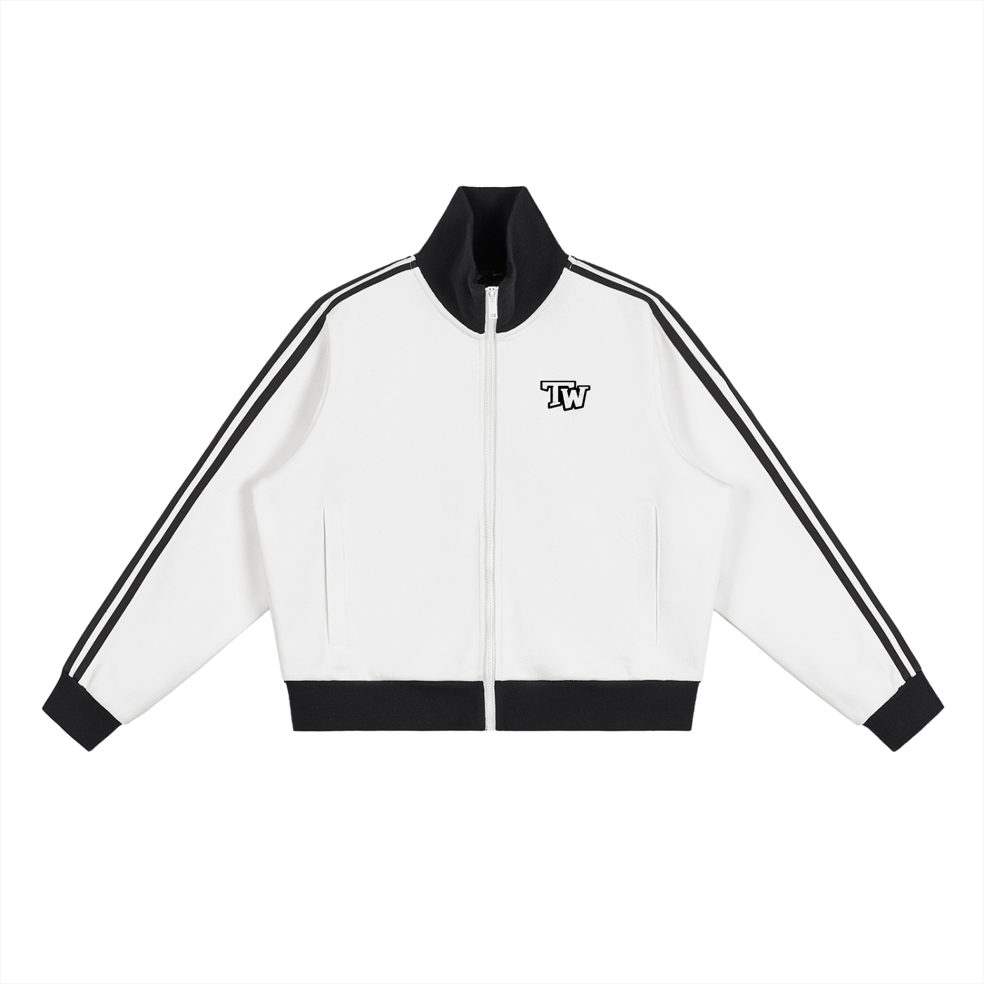 Stripe Fleece Cropped Track Jacket
