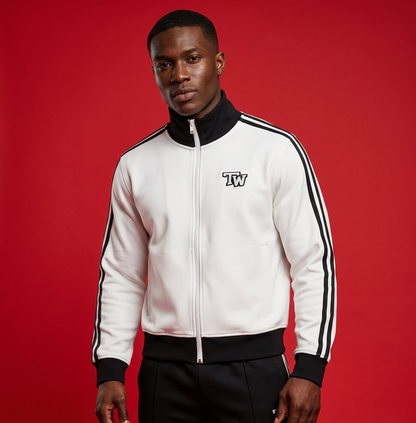 Stripe Fleece Cropped Track Jacket