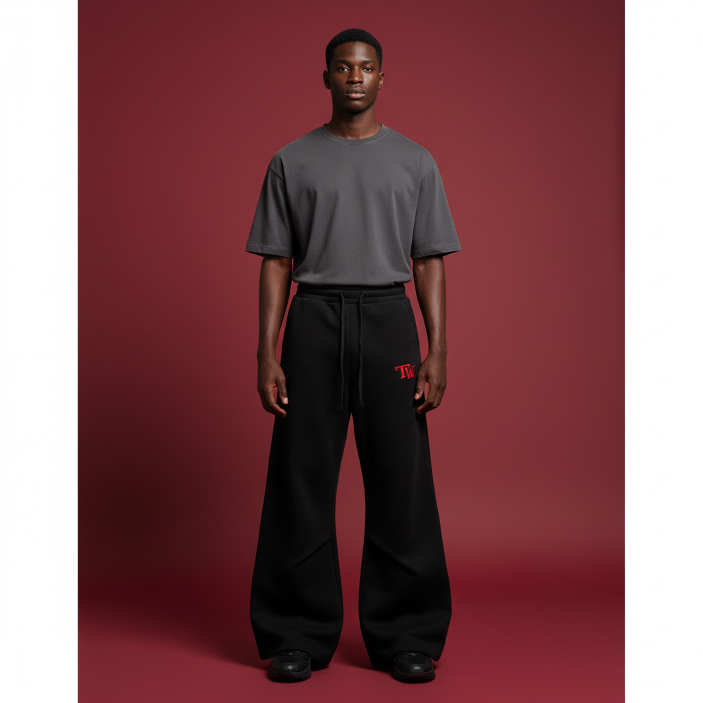 TW Wide Leg Sweatpants (INFERNO RED)