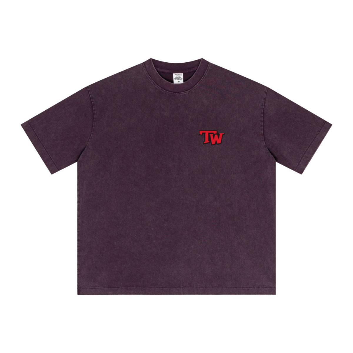 285GSM Unisex Distressed Snow-Wash Batik Plain Fabric Short-Sleeve T-shirt Purple