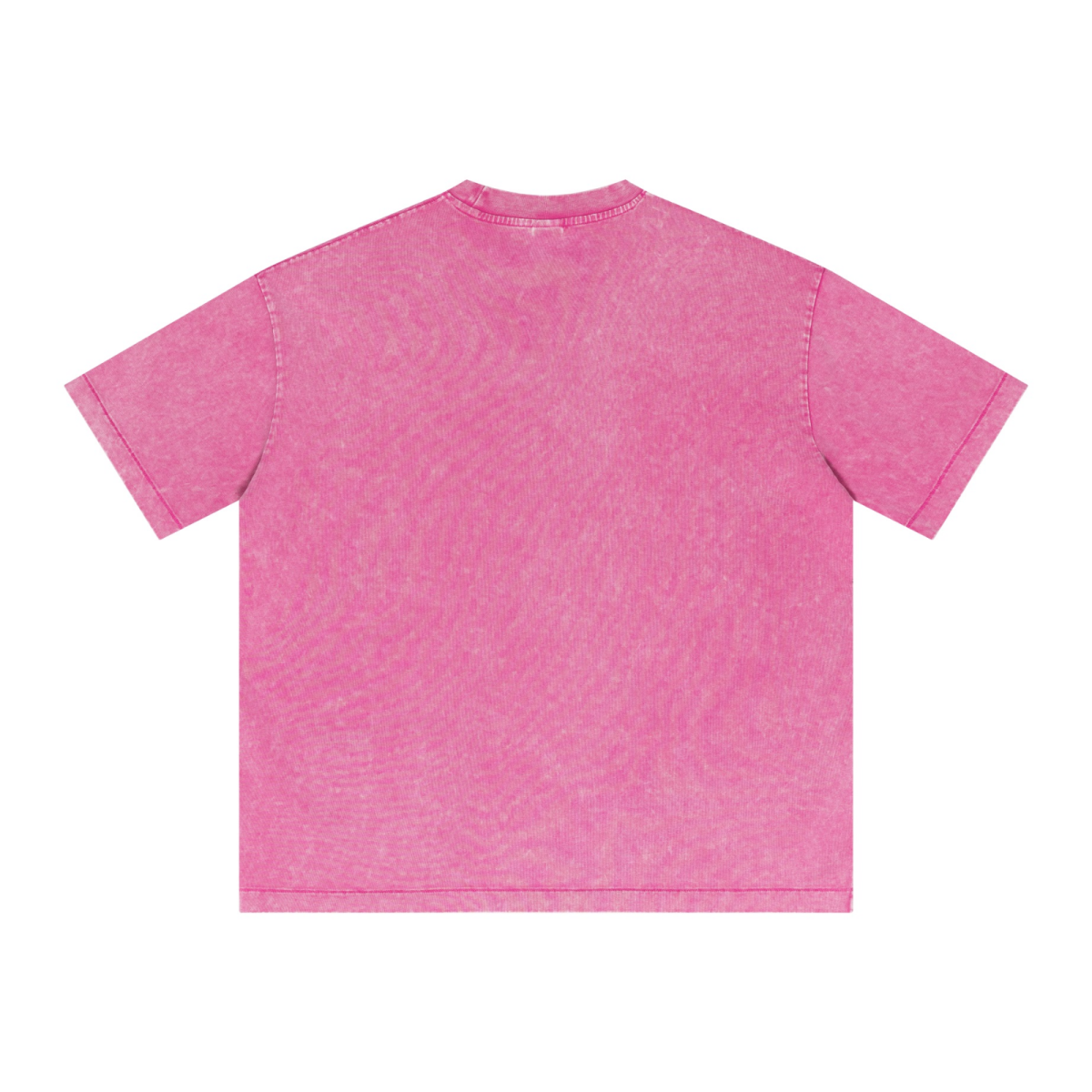 285GSM Unisex Distressed Snow-Wash Batik Plain Fabric Short-Sleeve T-shirt Pink
