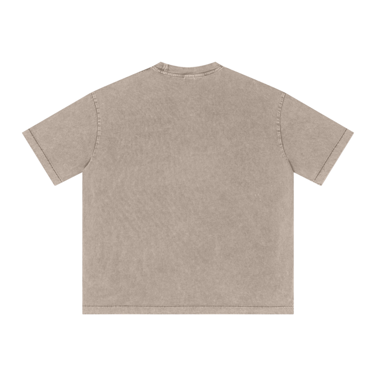 285GSM Unisex Distressed Snow-Wash Batik Plain Fabric Short-Sleeve T-shirt khaki