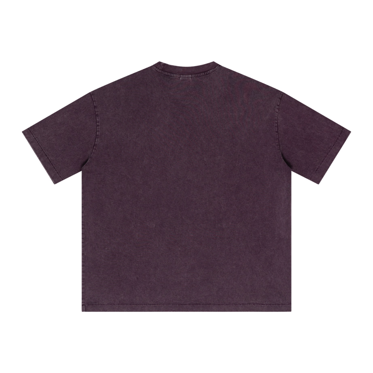 285GSM Unisex Distressed Snow-Wash Batik Plain Fabric Short-Sleeve T-shirt Purple