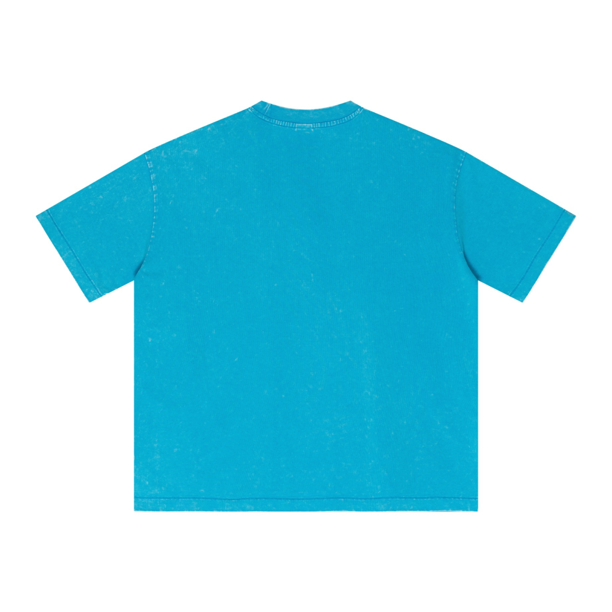 285GSM Unisex Distressed Snow-Wash Batik Plain Fabric Short-Sleeve T-shirt Blue