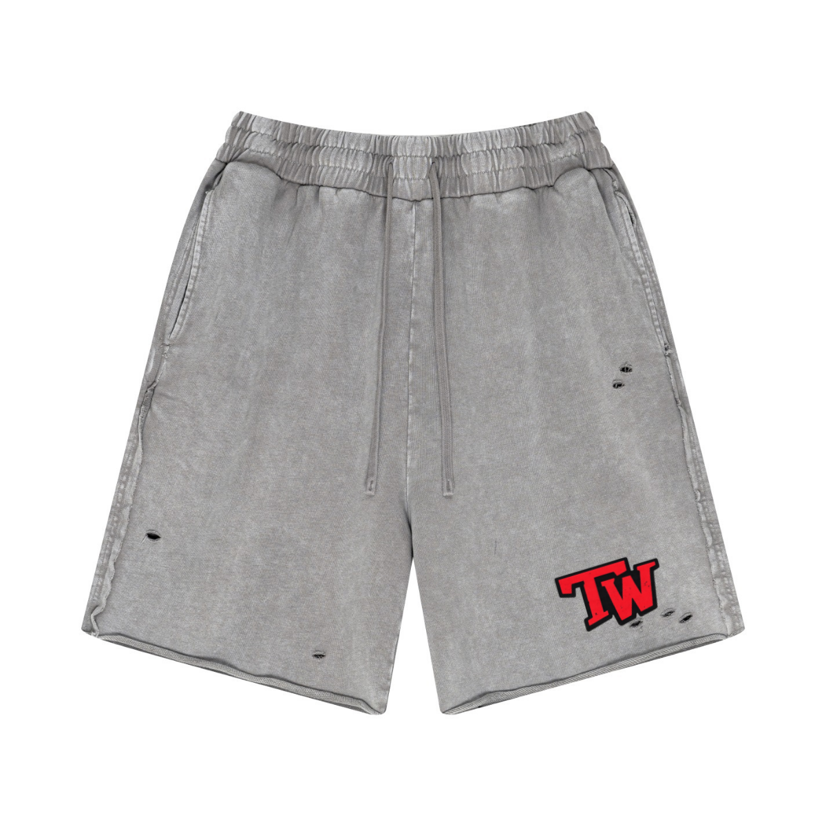 330GSM Cotton Beefy Fabric Handcrafted Distressed Shorts Medium Grey