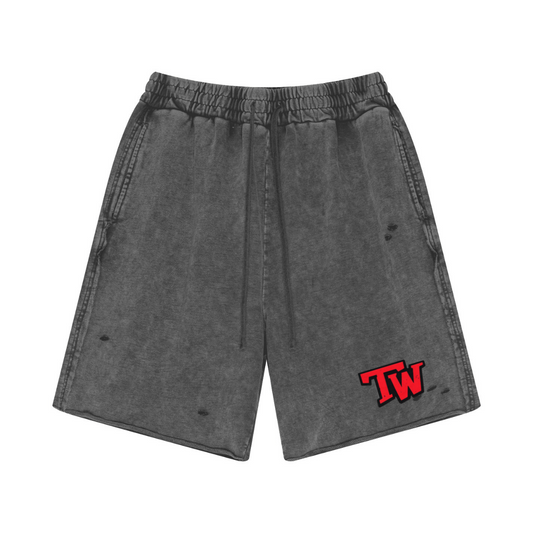 330GSM Cotton Beefy Fabric Handcrafted Distressed Shorts Dark Gray