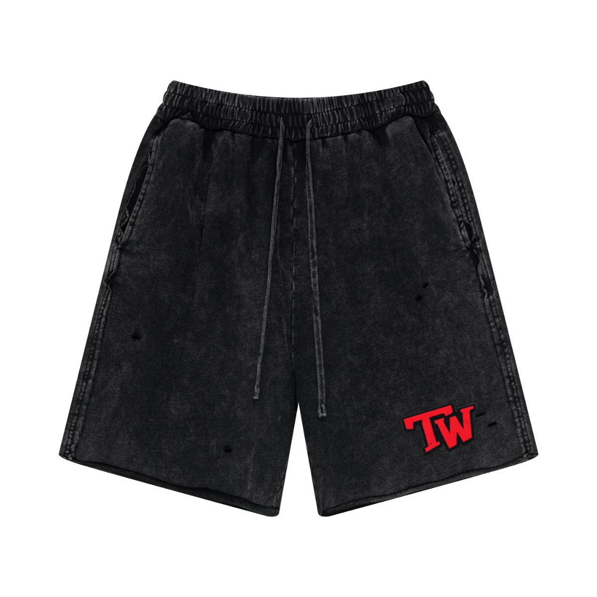 330GSM Cotton Beefy Fabric Handcrafted Distressed Shorts Vintage Black