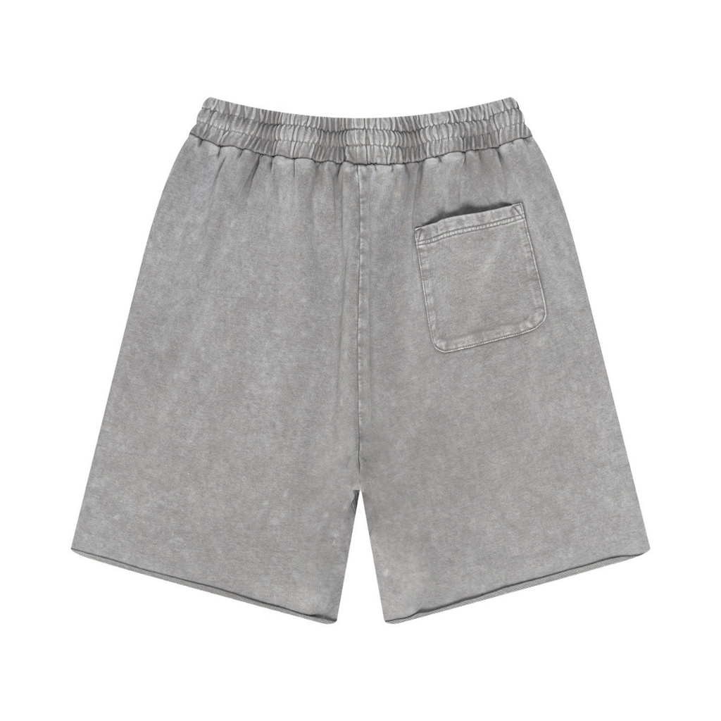 330GSM Cotton Beefy Fabric Handcrafted Distressed Shorts Medium Grey
