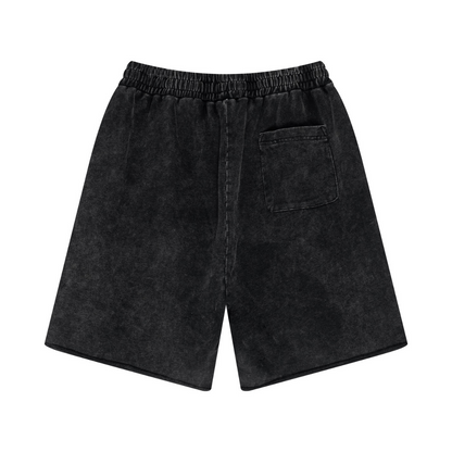 330GSM Cotton Beefy Fabric Handcrafted Distressed Shorts Vintage Black