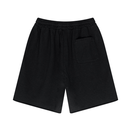 330GSM Cotton Beefy Fabric Handcrafted Distressed Shorts Black
