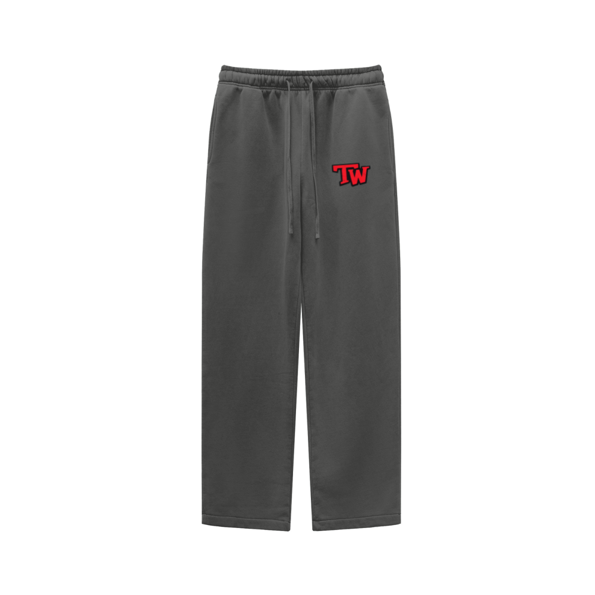 360GSM Heavyweight Fleece Washed Straight-Leg Pants Dark Grey