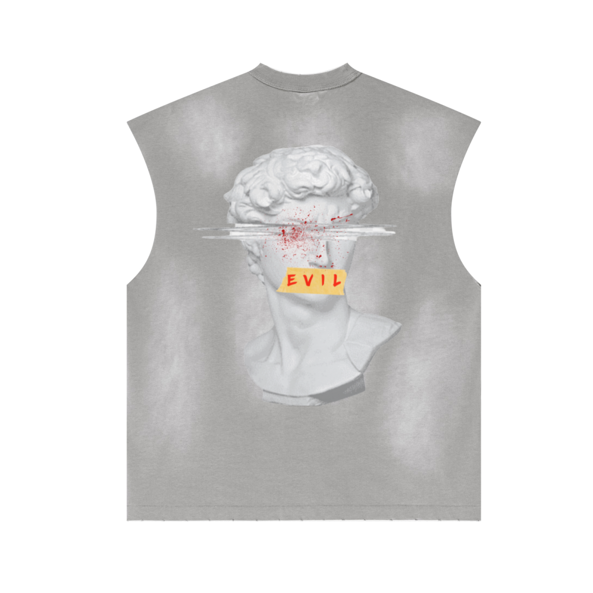 285GSM Unisex Monkey-Wash PP Spray Distressed Sleeveless Top Vintage Medium Grey