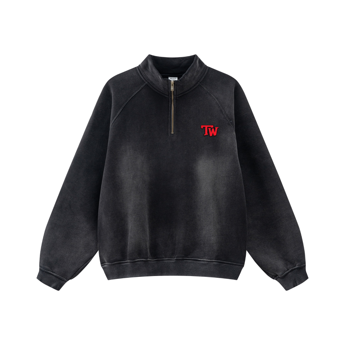 360GSM Unisex Fall/Winter New PP-Sprayed (Monkey Wash) Half-Zip Stand Collar Hoodie Black