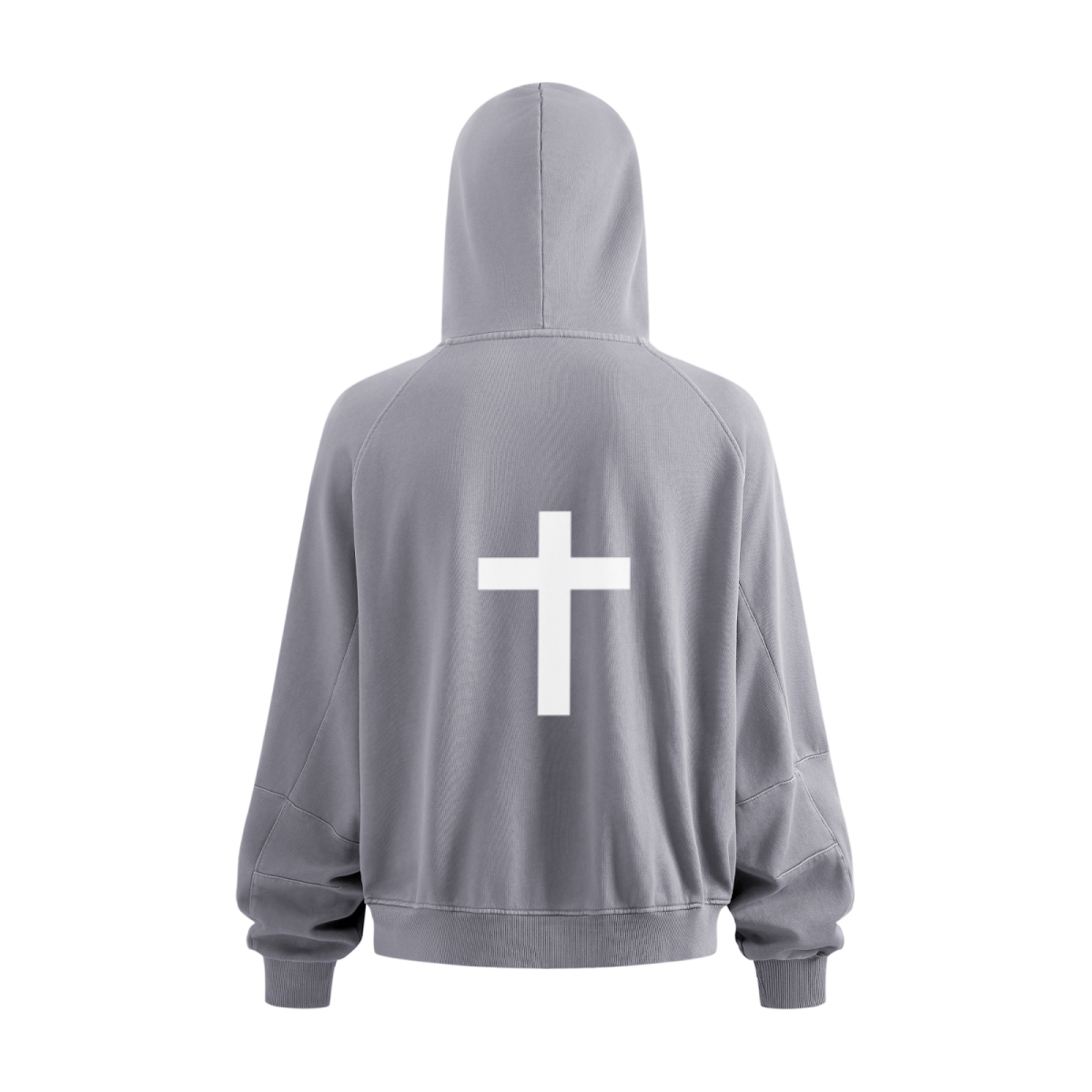 480GSM Men's Boxy-Fit Short and Wide Pigment-Wash Heavyweight Zip-Up Panel Hoodie Medium Grey