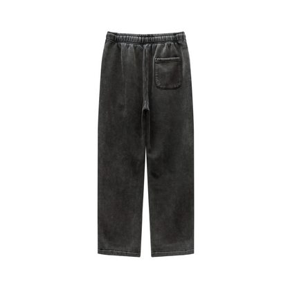 360GSM Unisex Heavyweight Fleece Washed Straight-Leg Pants Snow Wash Grey