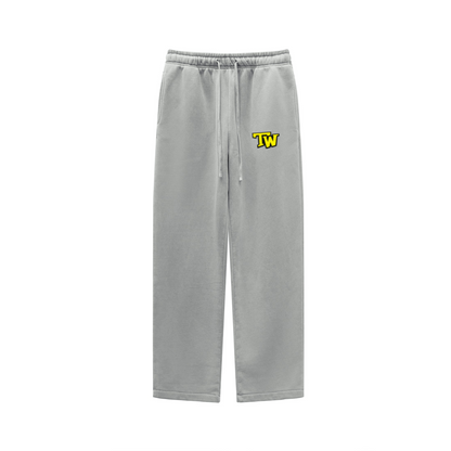 360GSM Unisex Heavyweight Fleece Washed Straight-Leg Pants Medium Grey