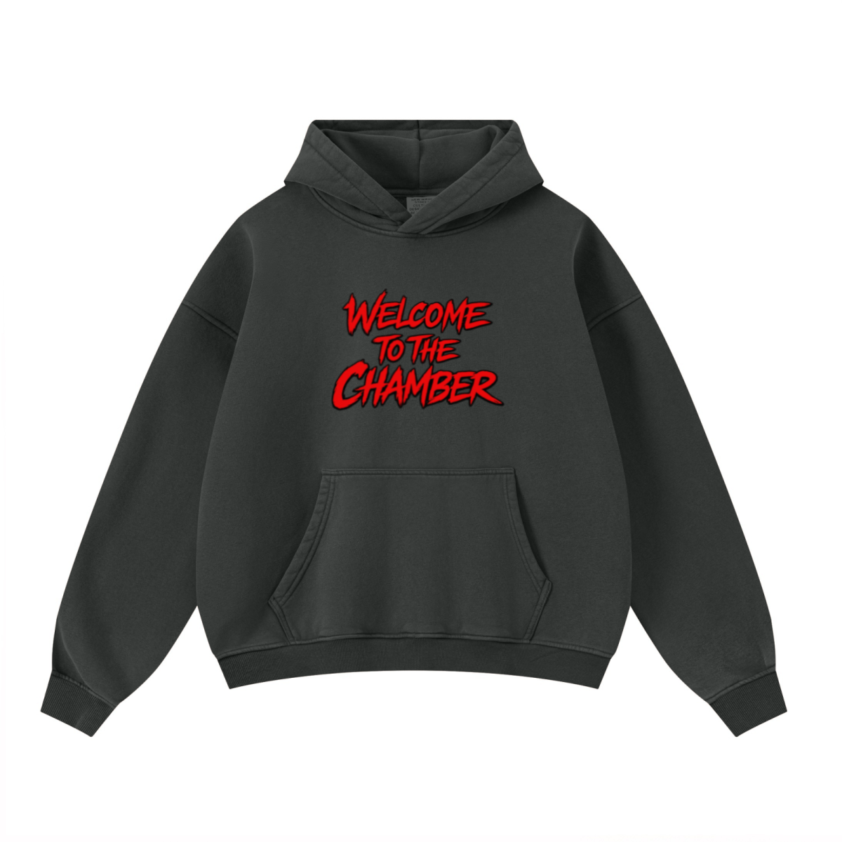 400GSM Unisex Washed Heavyweight Boxy-Fit Hoodie Vintage Dark Grey
