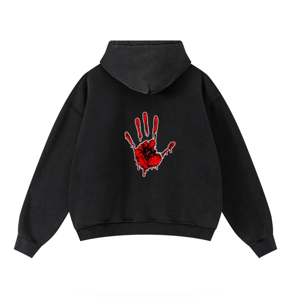400GSM Unisex Washed Heavyweight Boxy-Fit Hoodie Vintage Black
