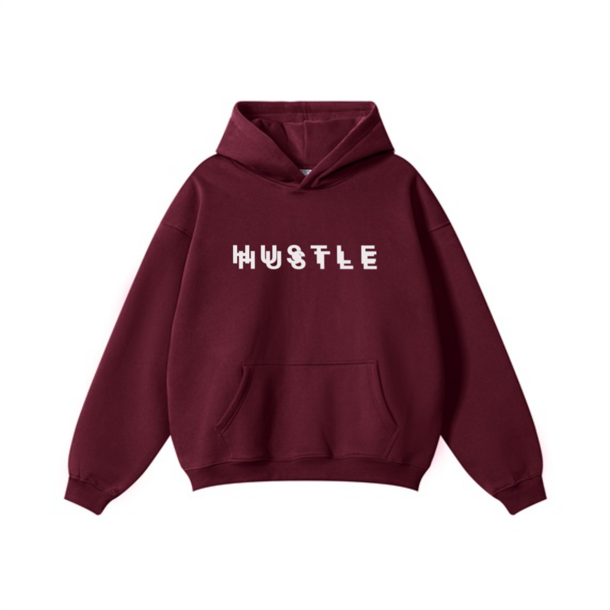 345GSM Women's Heavyweight Solid-Color Hoodie Dark Red