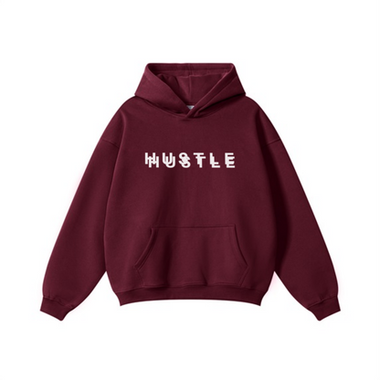 345GSM Women's Heavyweight Solid-Color Hoodie Dark Red