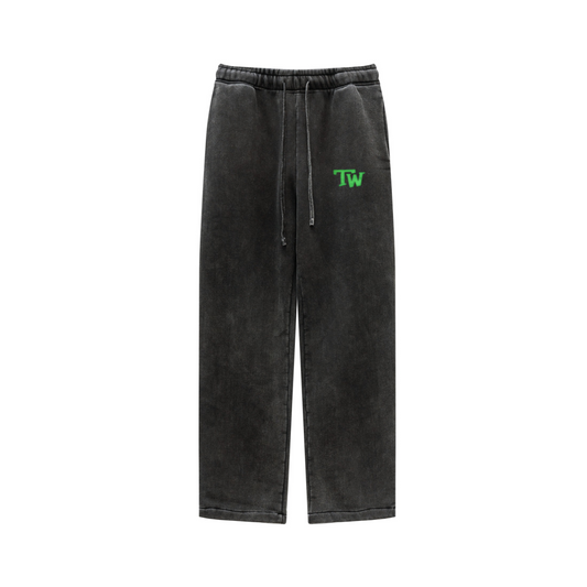 360GSM Unisex Heavyweight Fleece Washed Straight-Leg Pants Snow Wash Grey