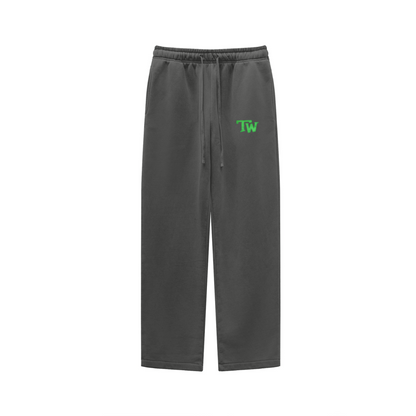 360GSM Unisex Heavyweight Fleece Washed Straight-Leg Pants Dark Grey