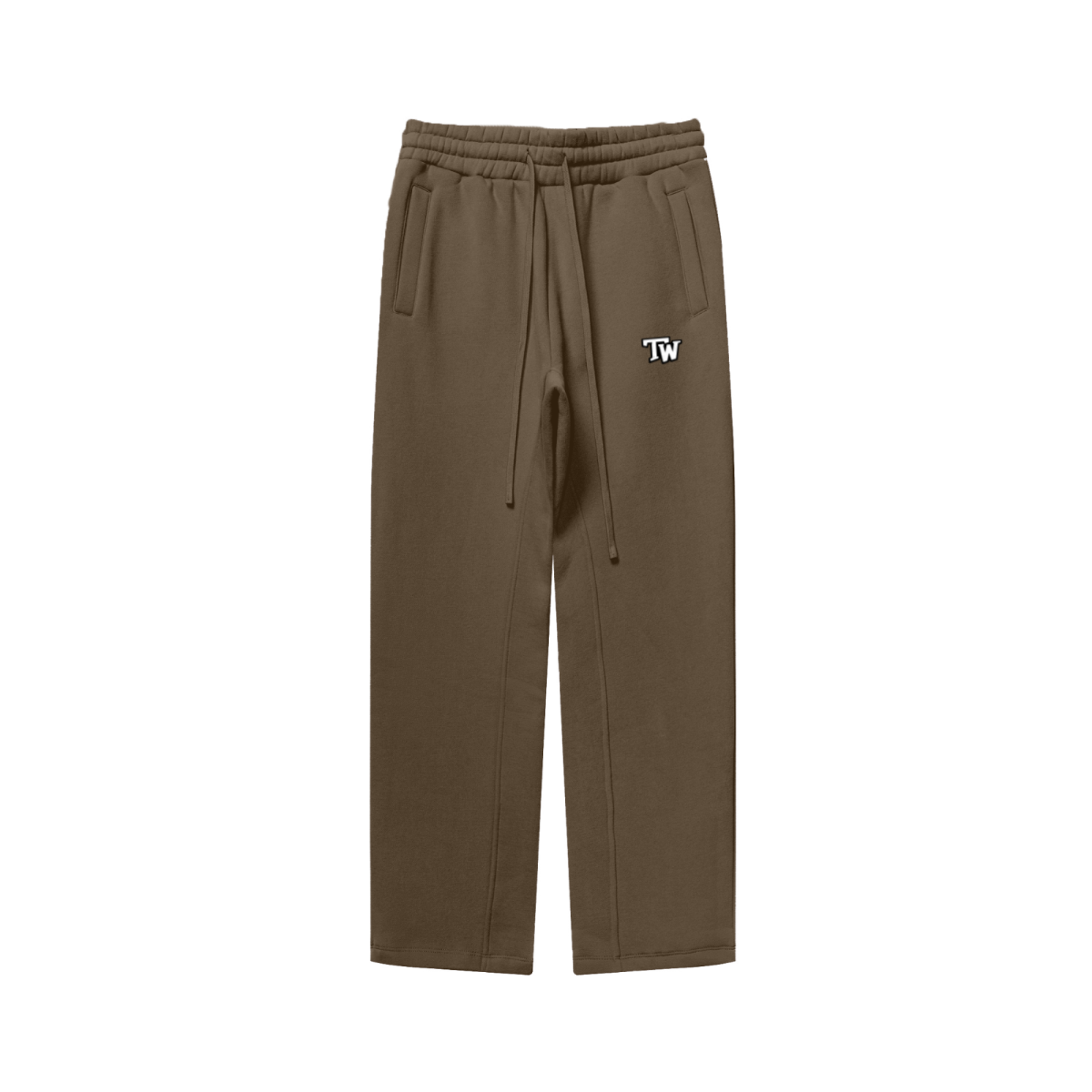 345GSM Unisex Solid-Color Relaxed Fleece-Lined Straight-Leg Pants Brown Tan