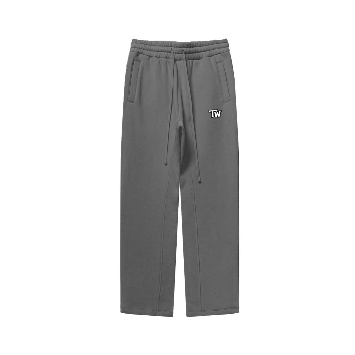 345GSM Unisex Solid-Color Relaxed Fleece-Lined Straight-Leg Pants Oyster Gray