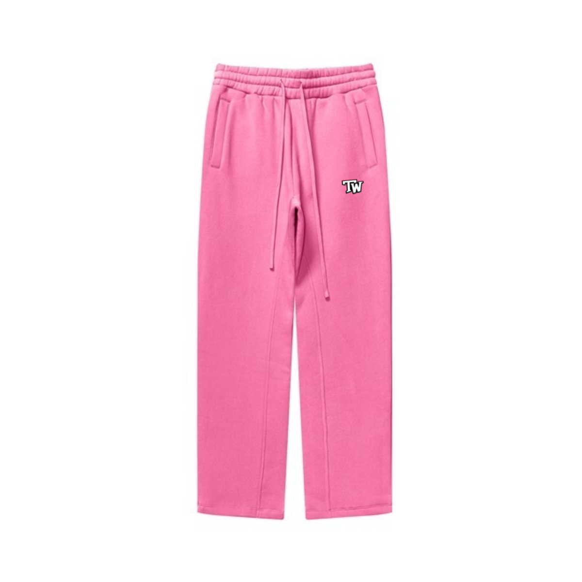 345GSM Unisex Solid-Color Relaxed Fleece-Lined Straight-Leg Pants Beige