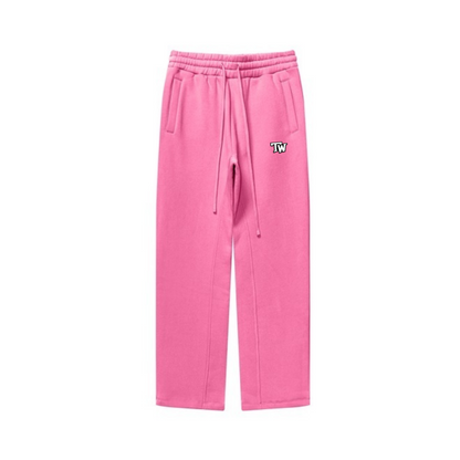 345GSM Unisex Solid-Color Relaxed Fleece-Lined Straight-Leg Pants Beige
