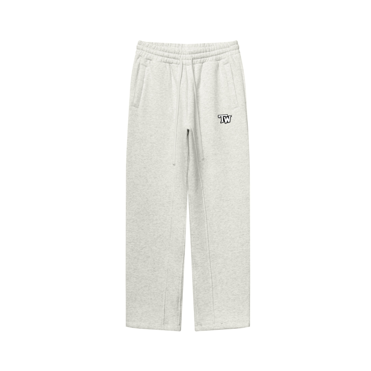 345GSM Unisex Solid-Color Relaxed Fleece-Lined Straight-Leg Pants Oatmeal Gray