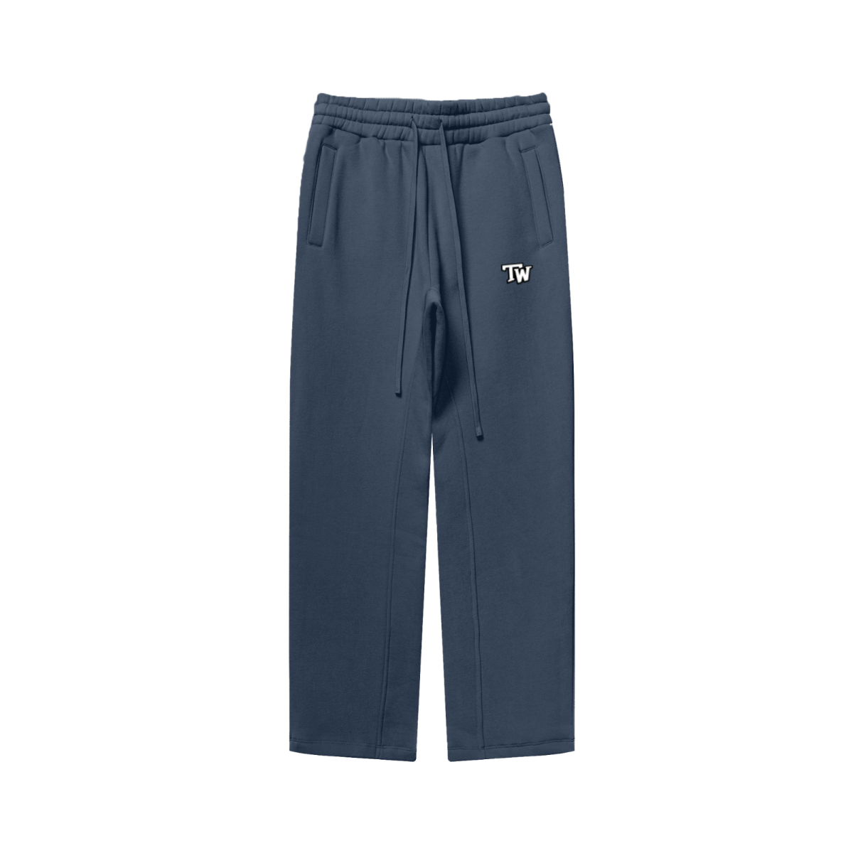 345GSM Unisex Solid-Color Relaxed Fleece-Lined Straight-Leg Pants Midnight Blue